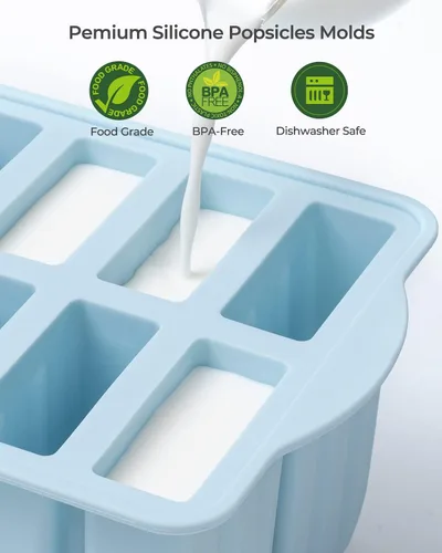 Miniatura 3 de MEETRUE - Moldes de silicona grandes para paletas de 10 cavidades con soportes de silicona para paletas/recogedor de goteo, moldes para paletas