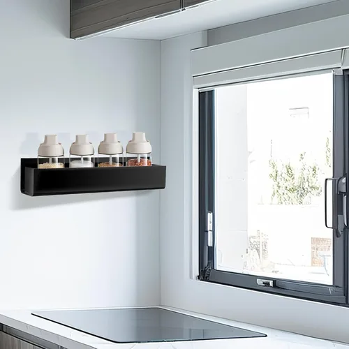 Miniatura 5 de Estante de especias para RV, organizador de especias montado en la pared, paquete de 2 estantes de almacenamiento de acrílico, montaje en puerta