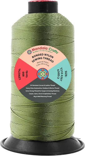 Miniatura 367 de Mandala Crafts - Hilo de nailon para coser cuero, tapicería, mezclilla y para trenzar el pelo; resistente, 1500 yardas, tamaño 69 T70 Marrón