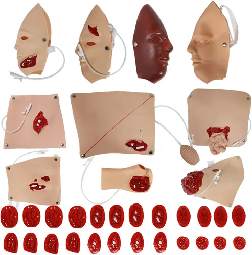 Kit de moldeo de maniquí de trauma, juego de evaluación de trauma, módulo de quemadura/herida para primeros auxilios para el cuidado del trauma,