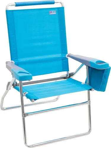 Rio Brands Silla plegable de 4 posiciones de altura extendida de 17 pulgadas, para playa, campamento, césped, turquesa