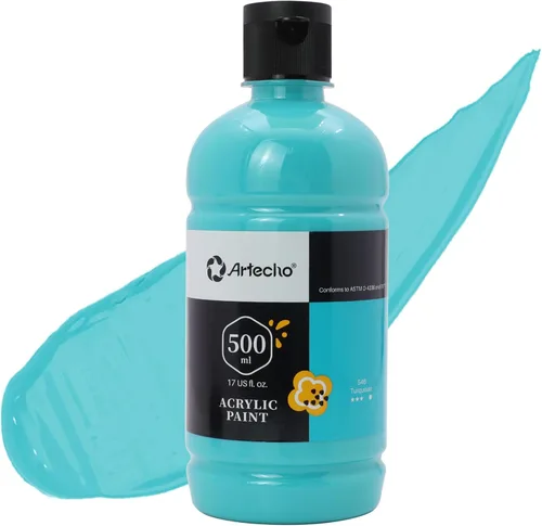 Miniatura 25 de Artecho Pintura Acrílica Oro - Botella Grande 500ml / 17oz, Pintura para Manualidades para Lienzo, Rocas, Madera, Tela, Cerámica, No Tóxica Dorado