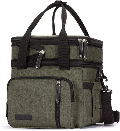 Miniatura 15 de MOV COMPRA Bolsas de almuerzo para hombres y mujeres, lonchera negra para adultos, para el trabajo, ampliable, a prueba de fugas, doble cubierta