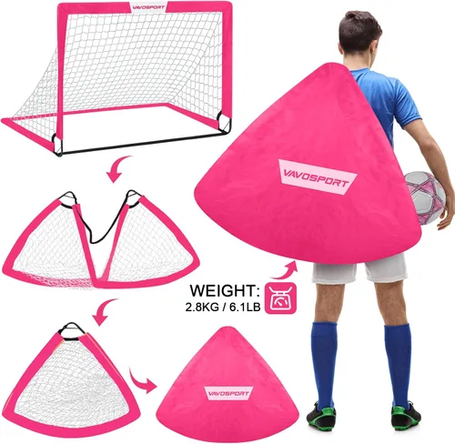 Miniatura 5 de Juego de porterías de fútbol para niños para patio trasero – 2 de 4 x 3 pies, equipo portátil de entrenamiento de portería de fútbol, red de fútbol