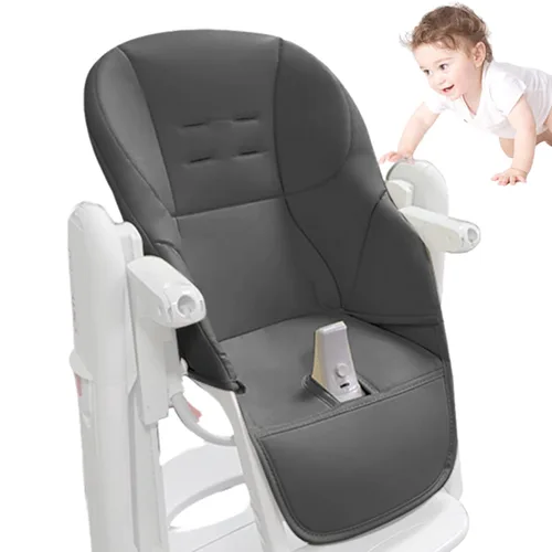 Miniatura 15 de LAFANDE Fundas para silla alta para bebé, cojín para silla de comedor de bebé, funda de piel sintética con acolchado para silla de comedor Peg Blanco