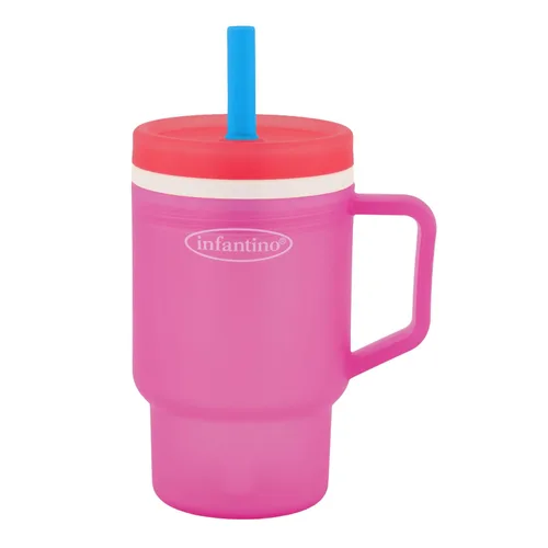 Miniatura 11 de Infantino My 1st Tumbler, Vaso Entrenador de Plástico Duradero con Pajita y Asa, Resistente a Derrames, para Llevar, Taza de Transición sin BPA