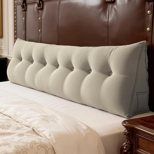 Miniatura 12 de WOWMAX Cabecero de Cama Multifuncional con Almohada Tapizada Doble, Cabecero para Dormitorio Individual XL, Portátil para Dormitorio Universitario