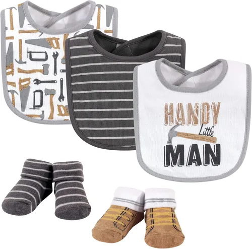 Miniatura 114 de Hudson Baby Conjunto de babero y calcetines unisex de algodón para bebé
