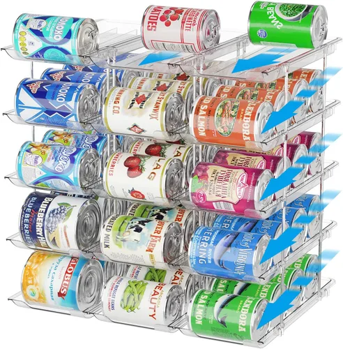 Organizador de latas BingoHive para despensa apilable de 5 niveles, organizador de almacenamiento de latas para despensa, organizador de latas de