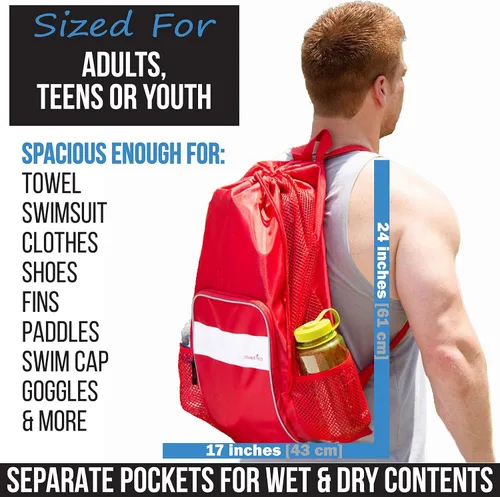 Miniatura 2 de Athletico - Bolsa de malla para piscina, con compartimentos para contenidos húmedos y secos ideal para natación, playa, campamento y más.