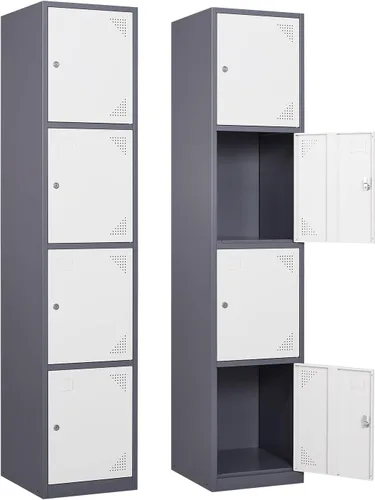 Miniatura 30 de Taquilla de metal para el hogar, vestidor, armarios de almacenamiento de acero de 71 pulgadas para empleados, armario con cerradura con 2 puertas