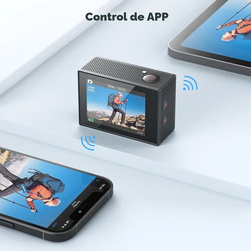 Miniatura 7 de Cámara de acción AKASO EK7000 4K30fps con tarjeta de memoria MicroSDXC U3 de 64GB, kit de accesorios ultra HD, cámara sumergible resistente al agua