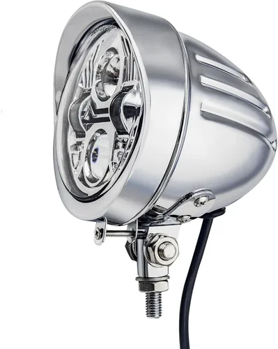 Miniatura 9 de FATECIM Faro delantero de motocicleta de 4.5" con visera de aluminio, lámpara de cabeza cromada tipo bala para Harley Sportster XL, Dyna, Softail