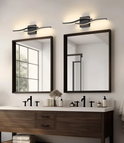 Miniatura 9 de Joossnwell Lámpara de tocador para baño, accesorios de iluminación sobre espejo, negro, regulable, 5CCT, accesorio de iluminación de tocador, luces