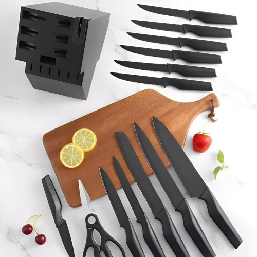 Miniatura 9 de Juego de cuchillos de cocina de 14 piezas con bloque autoafilado, cuchillos ultra afilados de acero inoxidable de alto carbono para cocina, 6