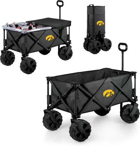 Miniatura 8 de PICNIC TIME NCAA Adventure Wagon Elite - Carro de playa plegable todo terreno con ruedas grandes, tapa superior de mesa y forro suave para enfriar