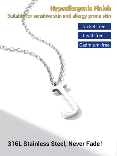 Miniatura 6 de PROSTEEL Collares con inicial para mujer, chapado en oronegro, acero inoxidable 316 A-Z, joyería con nombre, ajustable de 20 a 22 pulgadas, viene