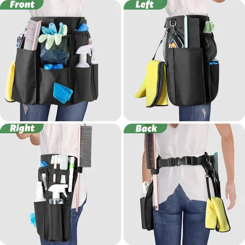 Miniatura 3 de LoDrid Delantal de limpieza para limpieza con 9 bolsillos, bolsa de limpieza con cinturón ajustable, delantal de suministros de limpieza profesional