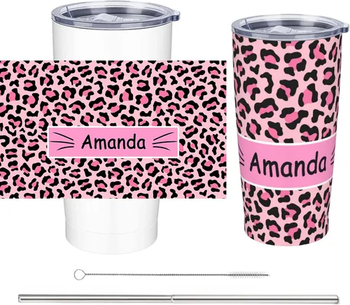 Vaso con nombre y foto personalizable, regalos para hombres y mujeres, taza de viaje aislada de acero inoxidable de 20 onzas, vasos personalizados