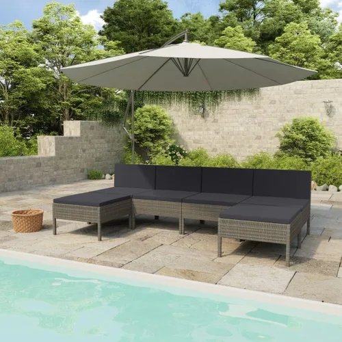 Miniatura 2 de vidaXL Juego de sofá de patio de 6 piezas, sofá seccional para patio trasero al aire libre, sofá con cojines, juego de muebles de patio con mesa