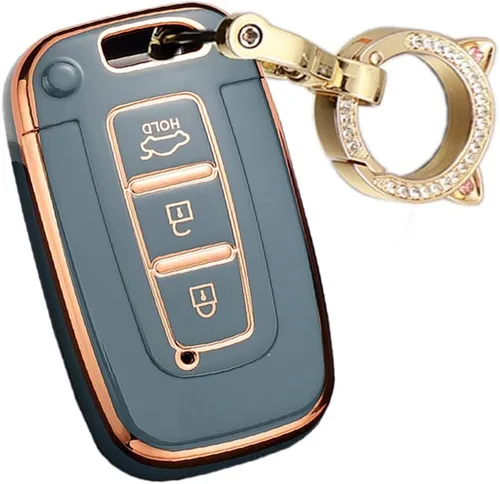 Miniatura 10 de ontto Funda para llave de coche con llavero compatible con Hyundai llavero duradero para Elantra GT Genesis Genesis Coupe Sonata Veloster Beige