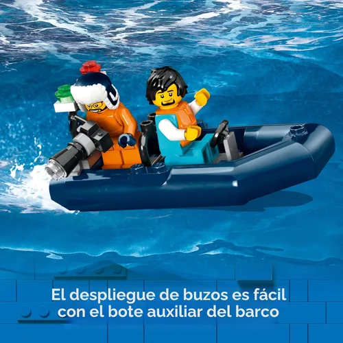 Miniatura 5 de LEGO City Arctic Explorer Ship 60368 - Juego de juguetes de construcción, divertido regalo para niños y niñas de 7 años, con un barco flotante