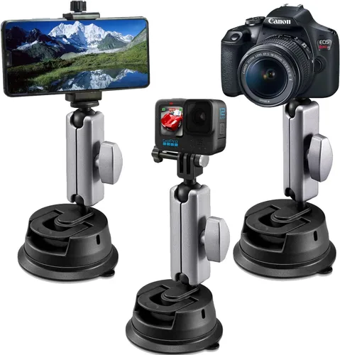 Suptig Soporte de ventosa, soporte de cámara de coche para teléfono, Gopro, Canon, Nikon, Sony, Digital Cam, DJI Action 5 Pro, Insta360 X5/X4/X3,