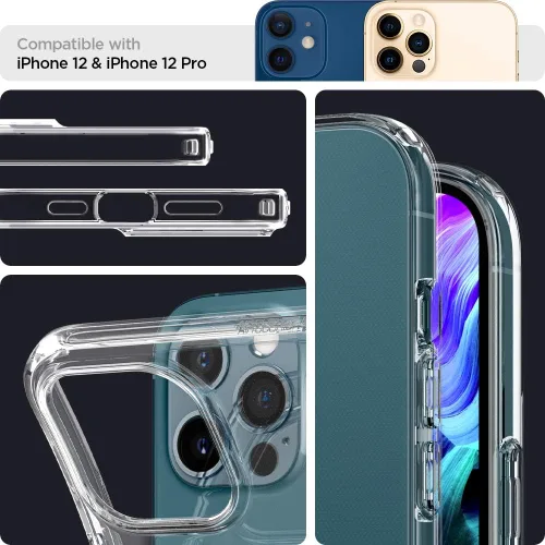 Miniatura 3 de Spigen Funda de cristal líquido compatible con iPhone 12 Pro y compatible con iPhone 12, transparente