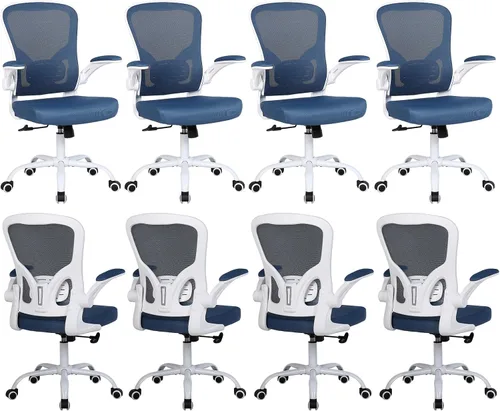 Miniatura 16 de Flysky Juego de 10 sillas ergonómicas de escritorio para oficina en casa, soporte lumbar, silla giratoria de malla transpirable para computadora