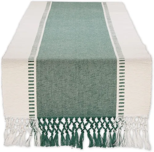 Miniatura 23 de DII Dobby - Camino de mesa tejido a rayas, 13x72 (13x77.5, con fleco incluido), verde alcachofa