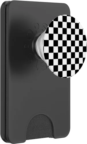 Miniatura 7 de PopSockets de ajedrez clásico a cuadros grandes intercambiables en negro y blanco