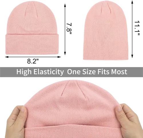 Miniatura 4 de Muryobao Paquete de 2 gorros de punto cálidos para mujer de invierno suaves elásticos para clima frío