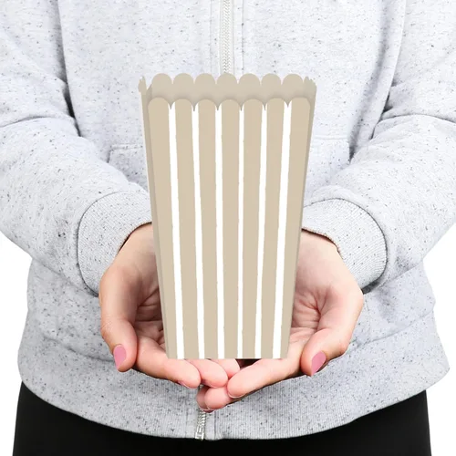 Miniatura 5 de Big Dot of Happiness Tan Stripes - Cajas de palomitas de maíz simples para recuerdos de fiesta, juego de 12 Beige Bronceado