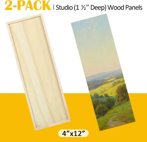 Miniatura 6 de Falling in Art Paquete de 2 paneles de lienzo de madera sin terminar, kit de paneles de madera de abedul de galería de 4 x 12 pulgadas, tablas