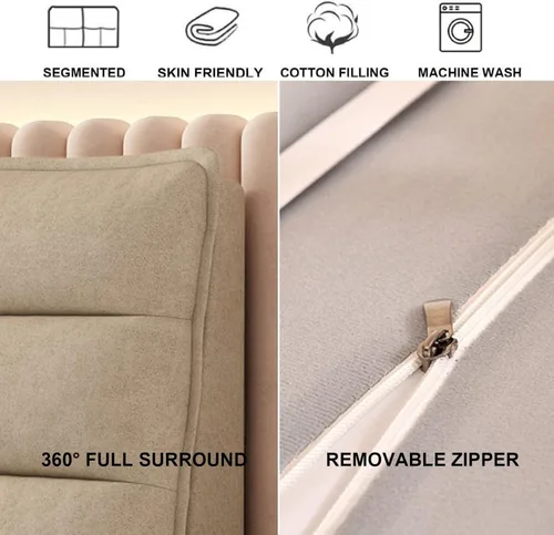 Miniatura 3 de Respaldo de cama tapizado para cabecero grande, almohada de lectura, relleno de hueco, almohadilla de soporte lumbar extraíble, sin cabecero, 78.7