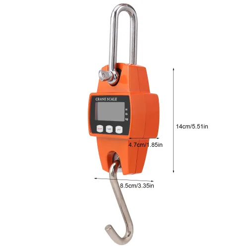 Miniatura 9 de 661.4 lbs Mini Escala Portátil LCD Digital Electrónico Gancho de Acero Inoxidable Colgante Pesaje Grúa Balanza Balanza