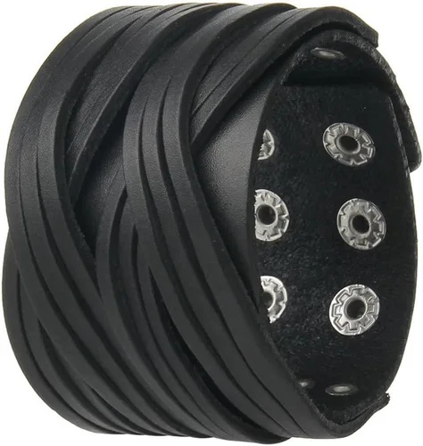 Miniatura 16 de Pulsera de cuero para hombre, brazaletes de cuero punk, pulsera de cuero negro para mujer