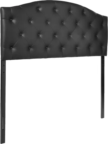 Miniatura 7 de Venta al por mayor, cabecera tapizada imitación cuero para interiores Baxton Studio Myra moderna y contemporánea con botones., Cuero, Blanco