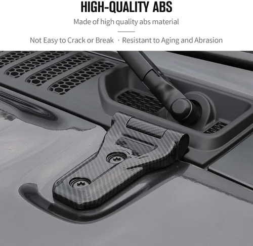 Miniatura 4 de JeCar Cubiertas de bisagra de capó, accesorios exteriores compatibles con Jeep Wrangler 2018-2023 JL JLU 2018-2023, acabado de fibra de carbono