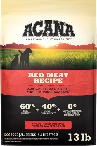 ACANA Alimento seco sin granos para perros Receta de carne roja Bolsa de 13 libras