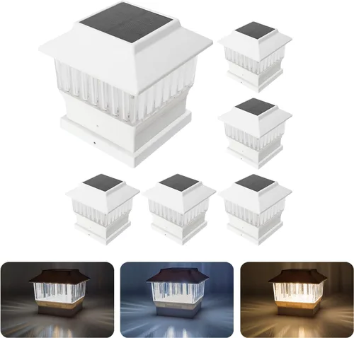 Miniatura 13 de Paquete de 4 luces solares para tapa de poste, modernas #2: se adapta a postes de vinilo de 4 x 4 y madera de 5 x 5 pulgadas, temperatura de 3