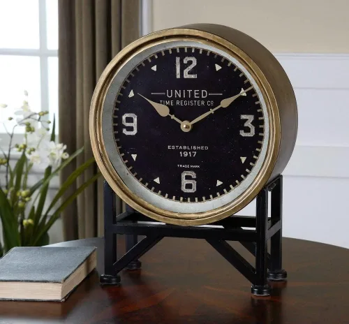 Miniatura 2 de Uttermost Reloj de mesa Shyam Vintage Brass de 16" de alto