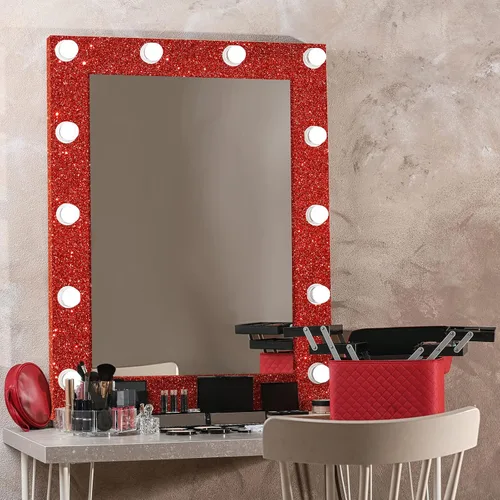 Miniatura 2 de CRE8TIVE Cenefa de Papel Tapiz Rojo con Purpurina de Despegar y Pegar Cenefa de Pared de Tela Brillante con Purpurina Calcomanías de Cenefas