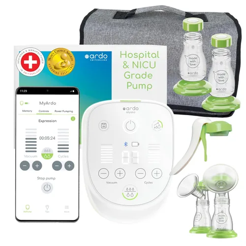 Ardo Alyssa-To-Go Extractor de leche de grado hospital para el hogar, fabricado en Suiza, recargable, función de memoria, bombeo de potencia