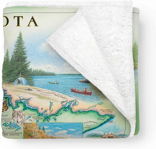 Miniatura 29 de Xplorer Maps Manta de forro polar del Parque Nacional Acadia Manta de 58 x 50 pulgadas Arte original dibujado a mano