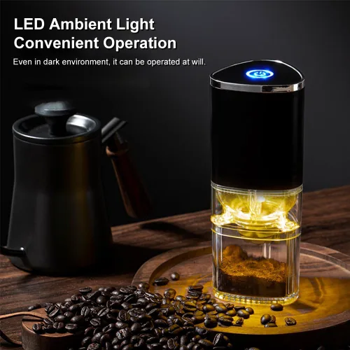 Miniatura 4 de Molinillos de café para uso doméstico, molinillo de café de rebabas, cafetera con molinillo de carga USB integrada, molienda gruesa y fina, adecuada