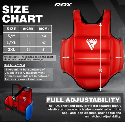 Miniatura 3 de RDX - Protector corporal reversible para boxeo, protector de pecho para kickboxing, MMA, Muay Thai, para entrenamiento de combate y golpes pesados