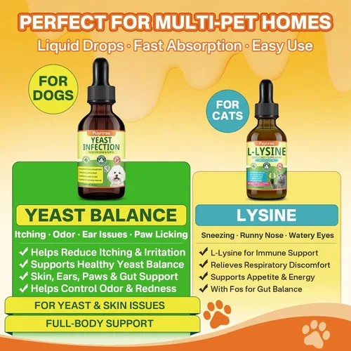 Miniatura 10 de puyrzoe Tratamiento natural de infección por levaduras para perros, picazón en las orejas, piel, patas y alivio de alergias, tratamiento de levadura