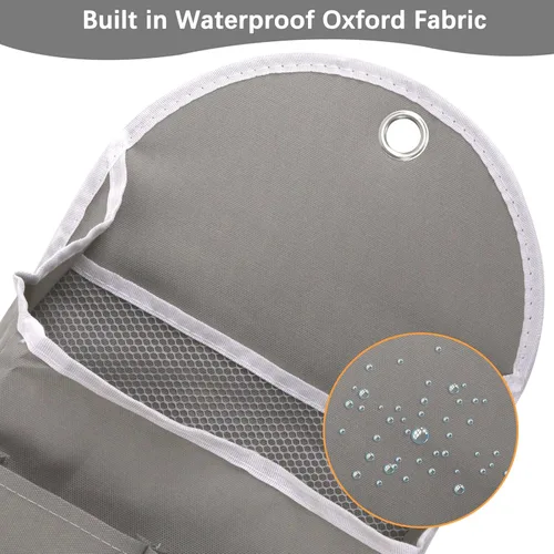Miniatura 5 de Paquete de 2 bolsas de almacenamiento para colgar en la pared con bolsillos, cesta organizadora de casillero con gancho adhesivo, organizador de Gris