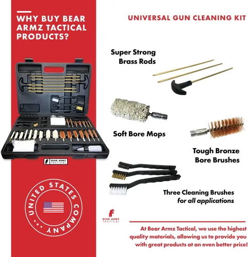 Miniatura 3 de Kit de limpieza universal para pistolas American Company Perfecto para escopetas, rifles, cargadores de bozales, pistolas y pistolas Estuche